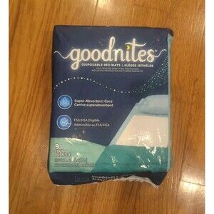 GoodNites Disposable Bed Mats - 9 Count New Sealed Bed Wetting Pads